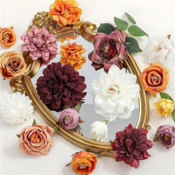 26Heads Artificial Flowers Bulk Wedding Decorations Mix Silk Fake Flowers DIY - Picture 6 of 6